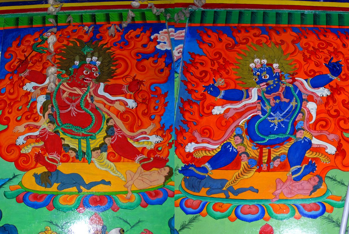 Thame 10 Thame Gompa - Red Hayagriva, Blue Vajrapani Paintings